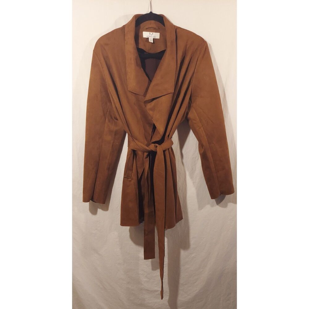 Magaschoni Faux Suede Open Front Wrap Coat